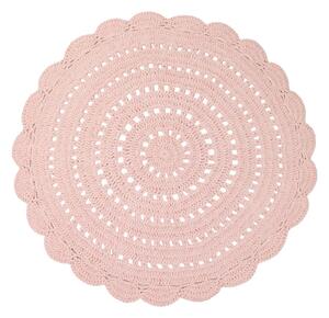 Różowy ręcznie haftowany dywan z bawełny Nattiot Alma, ø 120 cm