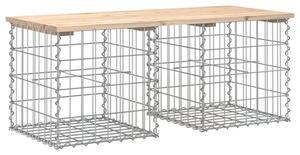 Ławka ogrodowa, z gabionem, 103x44x42 cm, lite drewno sosnowe