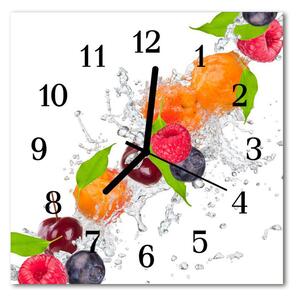 Zegar szklany kwadratowy Owoce