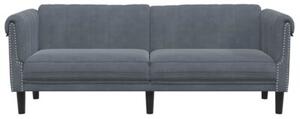 Sofa 3-osobowa, ciemnoszara, tapicerowana aksamitem
