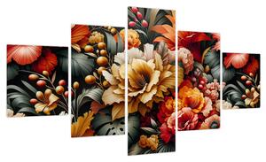 Obraz - Pomarańczowo-czerwone kwiaty (125x70 cm)