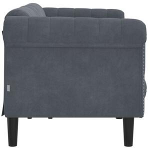 Sofa 3-osobowa, ciemnoszara, tapicerowana aksamitem