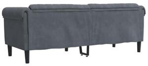 Sofa 3-osobowa, ciemnoszara, tapicerowana aksamitem