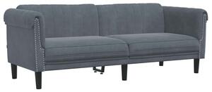 Sofa 3-osobowa, ciemnoszara, tapicerowana aksamitem