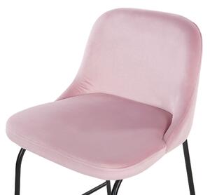 Zestaw 2 krzeseł barowych tapicerowanych welurowy metalowe nóżki różowy Nekoma Beliani