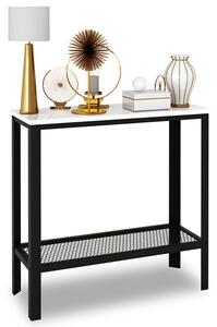 Konsola z metalowym stelażem w stylu loft czarny + biały połysk T8-N31