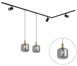 Nowoczesny system szynowy czarny z 2 lampami wiszącymi i 3 reflektorami 1-fazowy - Iconic Zuzanna Jeana Luxe