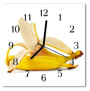 Zegar szklany kwadratowy Banany