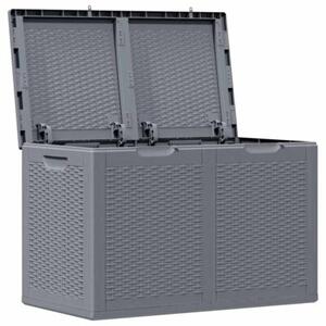 Skrzynia ogrodowa, szara, rattan pp, 180 l
