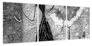 Obraz - Malarstwo afrykańskie (z zegarem) (90x30 cm)