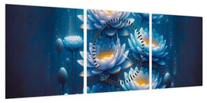 Obraz - Lilie wodne pod powierzchnią (z zegarem) (90x30 cm)