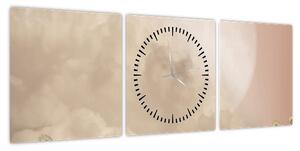 Obraz - Różowa pełnia księżyca (z zegarem) (90x30 cm)