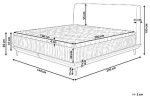 Łóżko kontynentalne z wezgłowiem materacem ekoskóra 140x200 cm czarne Madame Beliani