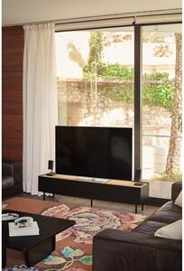 Czarna/naturalna szafka pod TV w dekorze dębu 180x45 cm Arista – Teulat