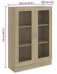 Witryna, dąb sonoma, 82,5x30,5x115 cm, materiał drewnopochodny