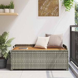 Ławka ogrodowa ze schowkiem, 120 cm, polirattan, szara