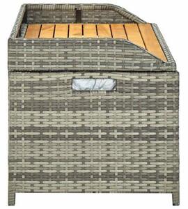 Ławka ogrodowa ze schowkiem, 120 cm, polirattan, szara