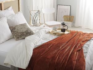 Koc dekoracyjny 150 x 200 cm z pomponami narzuta na sofę łóżko brązowy Saitler Beliani