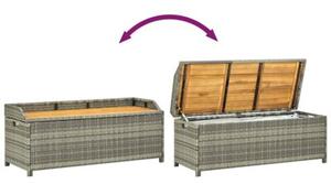 Ławka ogrodowa ze schowkiem, 120 cm, polirattan, szara