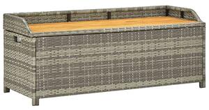 Ławka ogrodowa ze schowkiem, 120 cm, polirattan, szara