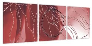 Obraz - Czerwony abstrakcyjny kwiat N⁰1 (z zegarem) (90x30 cm)