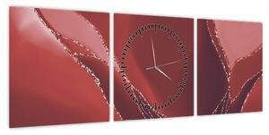 Obraz - Czerwony abstrakcyjny kwiat N⁰2 (z zegarem) (90x30 cm)