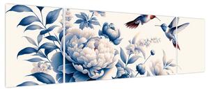 Obraz - Kolibry nad kwiatem (170x50 cm)