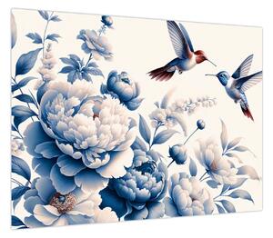 Obraz - Kolibry nad kwiatem (70x50 cm)