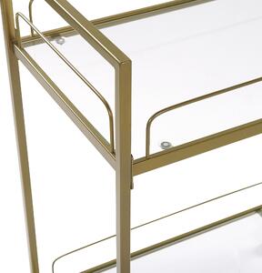 Wózek kuchenny na kółkach metalowy ze szkłem hartowanym półka złoty Veneta Beliani