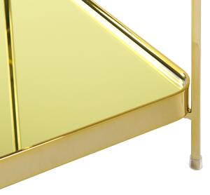 Stolik pomocniczy z półką szklany blat kwadratowy metalowe nogi złoty Alsea Beliani