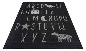Czarny dywan dla dzieci Ragami Letters, 160x230 cm