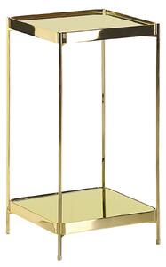 Stolik pomocniczy z półką szklany blat kwadratowy metalowe nogi duży złoty Alsea Beliani