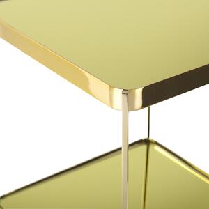 Stolik pomocniczy z półką szklany blat kwadratowy metalowe nogi złoty Alsea Beliani