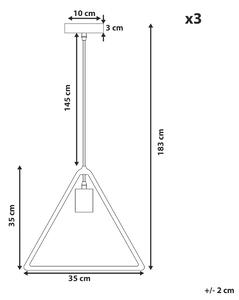 Zestaw 3 lamp wiszących sufitowych metalowe geometryczna rama szare Juruena Beliani