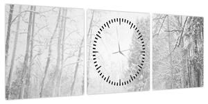 Obraz - Drewniane molo zimą (z zegarem) (90x30 cm)