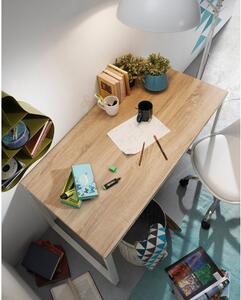 Białe biurko z blatem w dekorze drewna Kave Home Lisbet