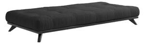 Czarne jednoosobowe łóżko z litego drewna sosnowego z materacem Karup Design Comfort, 90x200 cm