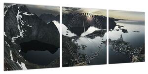 Obraz - Norweskie góry (z zegarem) (90x30 cm)