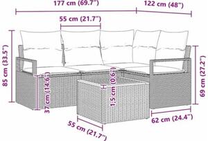 Zestaw sof na ogród z poduszką 5 szt. beżowy polirattan
