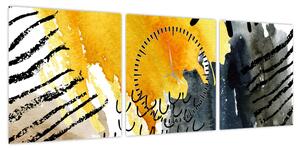 Obraz - Abstrakcyjna akwarela (z zegarem) (90x30 cm)