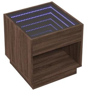 Stolik nocny z LED infinity, brÄ zowy dÄ b, 50x50x50 cm