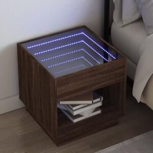 Stolik nocny z LED infinity, brÄ zowy dÄ b, 50x50x50 cm