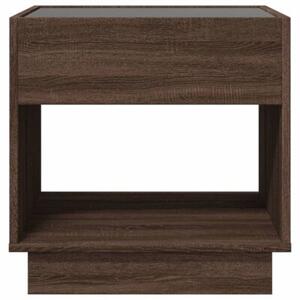 Stolik nocny z LED infinity, brÄ zowy dÄ b, 50x50x50 cm