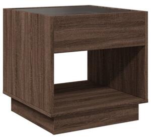 Stolik nocny z LED infinity, brÄ zowy dÄ b, 50x50x50 cm