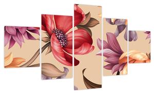 Obraz - Vintage Flowers (125x70 cm)