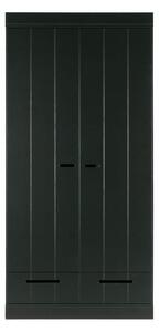 Czarna szafa z konstrukcją z drewna sosnowego WOOOD Connect, szer. 94 cm