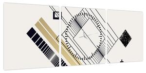 Obraz - Kształty geometryczne N⁰6 (z zegarem) (90x30 cm)
