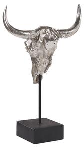 Nowoczesna figurka dekoracyjna czaszka byka srebrna 46 cm Bulacan Beliani