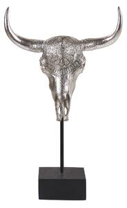 Nowoczesna figurka dekoracyjna czaszka byka srebrna 46 cm Bulacan Beliani