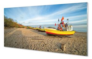 Obraz na szkle Gdańsk Plaża łodzie morze